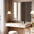 thumbnail image 2 of TEWLOSS 36" Square Wavy Wall Mirror Decorative Wall Mirror Black Aluminum Alloy Framed, 2 of 7