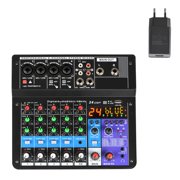6 Channels Sound Mixing Console Mobile USB Record Computer Playback 48V Phantom Power Input Mixer A6