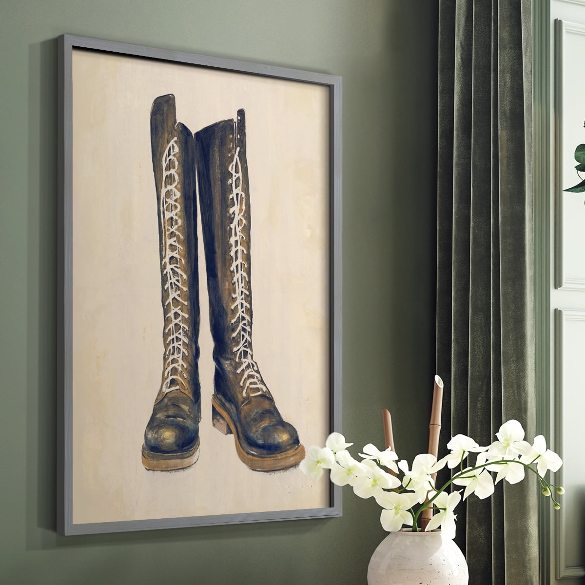 The Shoe Fits III V1 Framed Print in Gray Solid Wood Framed Print No Nail Hanging