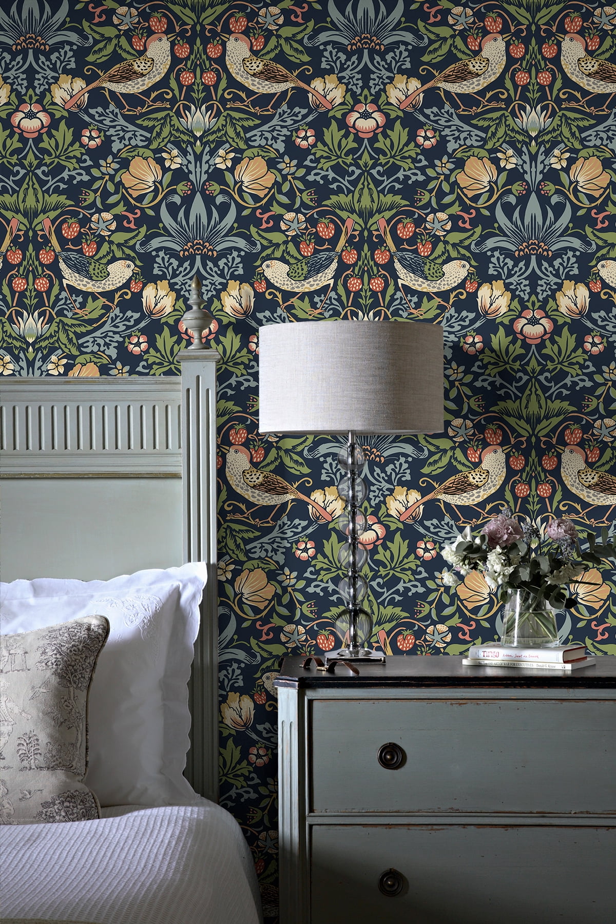 NextWall Midnight Blue Aves Garden Peel and Stick Wallpaper