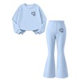 thumbnail image 6 of Girls Graphic Outfits Set Cute Casual Warm Long Sleeve Kids Sweatshirt and Flare Sweatpants Fall Clothes Blue 6, 6 of 8