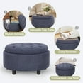 thumbnail image 5 of AFO Round Storage Ottoman with Storage & Reversible Tray, Multi-Functional Footrest, Sturdy & Stylish Small Coffee Table , Blue, 5 of 7