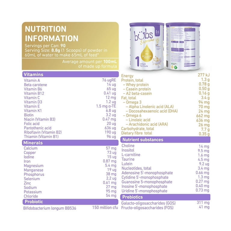 Bubs Supreme™ Infant Formula Stage 1, 800g (0-6 Months