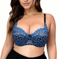 thumbnail image 5 of Feancey 2 Pack Push Up Bras for Women Lace Embroidered Plus Size Bra Semi See Through Underwire Brassiere Support Lift Up Bralettes Blue L, 5 of 10