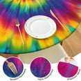 thumbnail image 4 of Rainbow Tie Dye Mandala Pattern Round Fitted Tablecloth with Elastic Edge,Dining Table Cover Waterproof,Outdoor Round Tablecloth for Camping,Dining,Indoor and Outdoor, 4 of 7