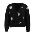 thumbnail image 1 of Suéter de mujer de Europa y Estados Unidos, suéter de abrigo bordado de crisantemo de otoño de un solo pecho, ropa de mujer, 1 of 6