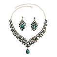 thumbnail image 2 of Eosunjian 1 Set Necklace Earrings Set Rhinestone Necklace Earrings Prom Wedding Party Bride Symmetric Dangle Earrings Formal Occasions Neck Jewelry Set Green, 2 of 13