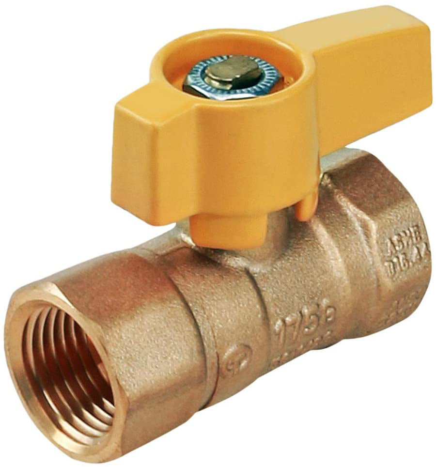 Midline Valve Premium Brass Gas Ball Valve Yellow With FIP Connections
