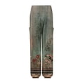 thumbnail image 5 of Mlqidk Linen Pants Women Summer Baggy Boho Floral Wide Leg Harem Pants Elastic Waisted Flowy Fashion Trousers Beach Vacation Slacks with Pockets Army Green M, 5 of 6