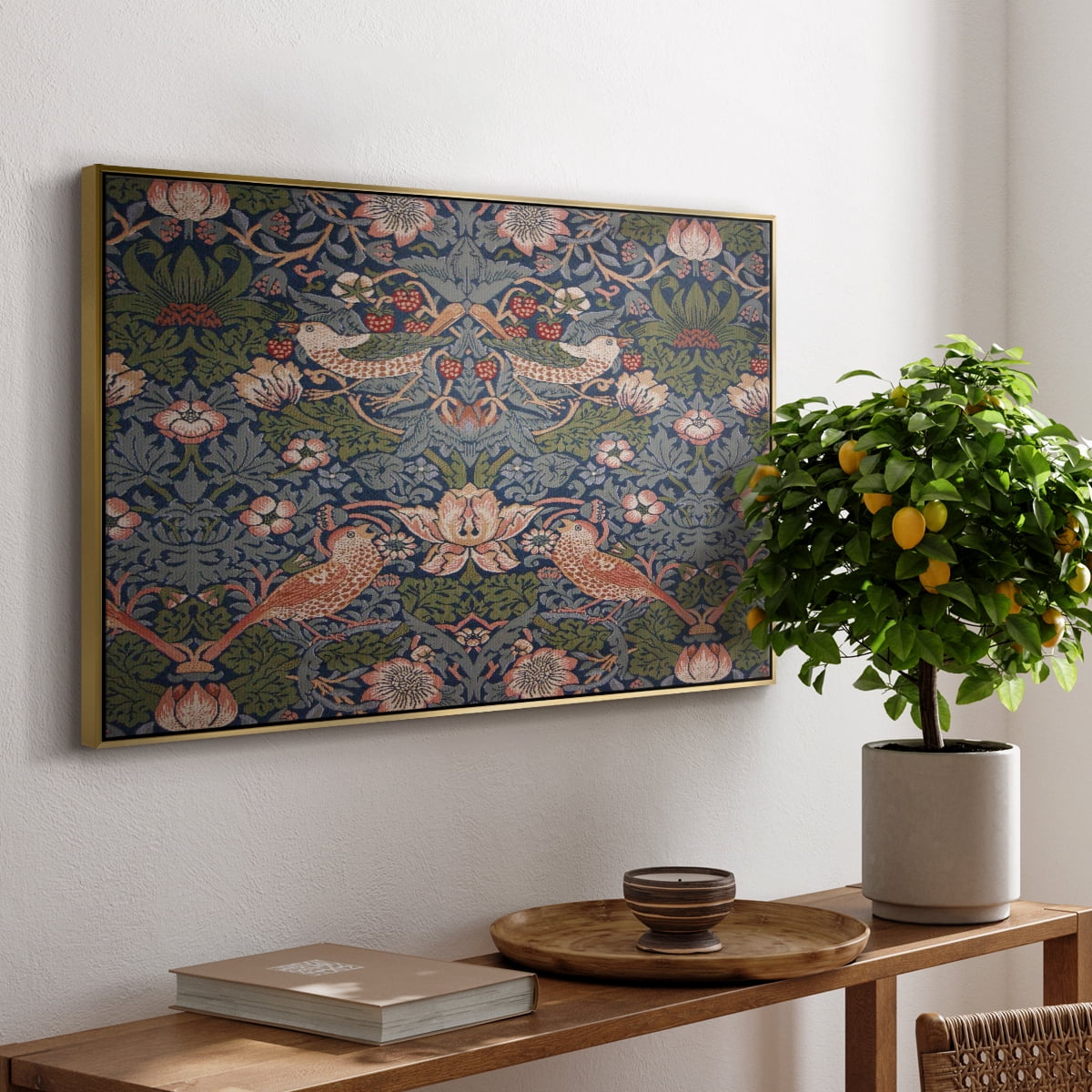 Vintage Abstract Print-LVIII Framed in Gold Wood Gallery Wrapped Canvas 27 in. x 41 in.