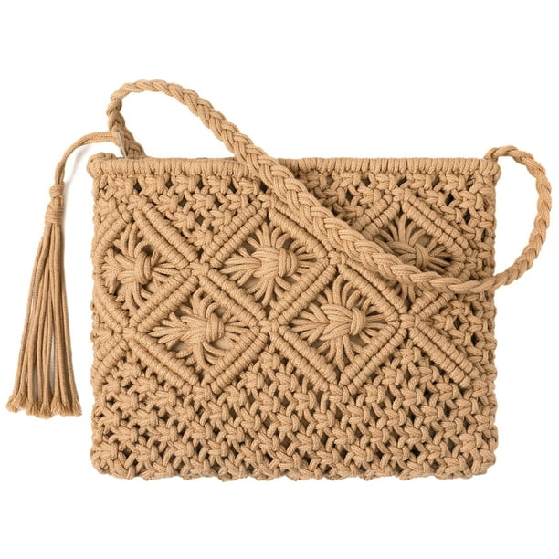 Bolsa Avisky de crochet para mujer, bandolera de algodón para playa de verano