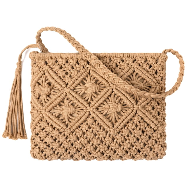 Bolsa Avisky de crochet para mujer, bandolera de algodón para playa de verano