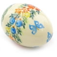 thumbnail image 2 of Polmedia Polish Pottery Cornflower and Butterflies Egg Sculpture, 2 of 6