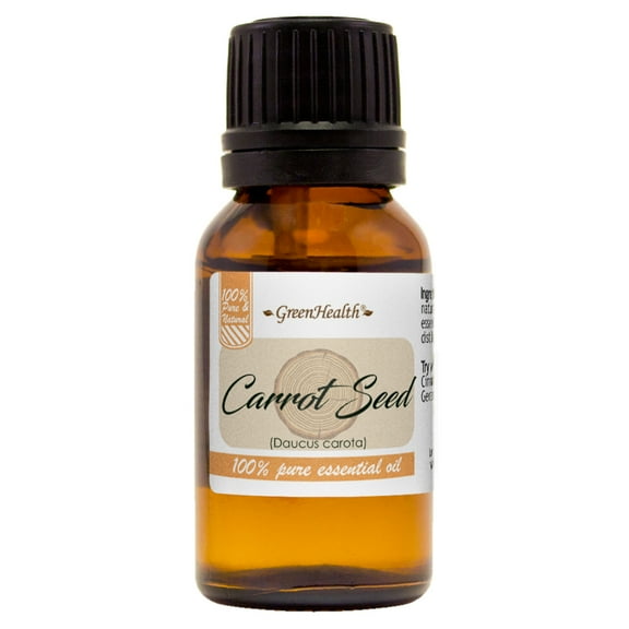 Carrot Seed Essential Oil 15 ml (1/2 fl oz) Glass Bottle w/ Euro Dropper - GreenHealth