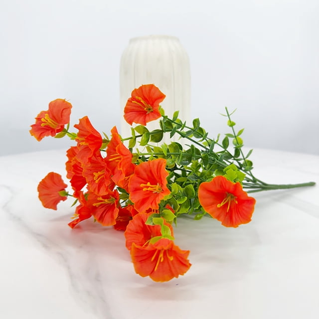 Artificial Flower Arrangement Trumpet Vine • Faux Greenery Hanging Decoration • Lifelike Fake Floral Bouquet, Waterproof Outdoor Indoor Wall Garden Decor