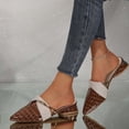 thumbnail image 4 of HomeDM Womens Low Block Heels Sandals Closed Pointy Toe Slip On Mules Sandals Dressy Pumps, Coffee Size 8.5, 4 of 7