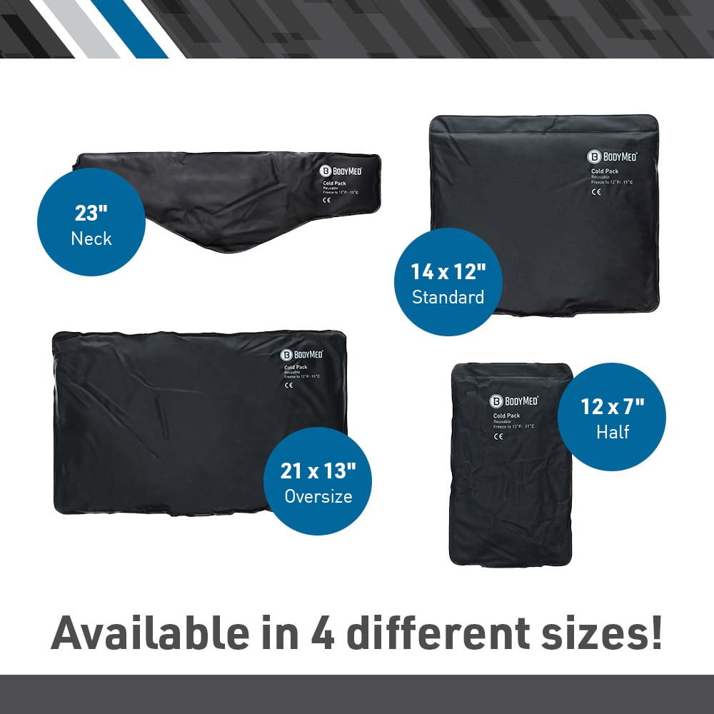 BodyMed Heavy Duty Black Urethane Cold Packs – Reusable Flexible Ice Pack for Injuries – Cold Packs for Back Pain –Oversize, 21 in. x 13 in.