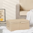 thumbnail image 5 of Unique Bargains Fabric Storage Bin Cube with Lid and Handle Beige 18.5*13.5*8in, 5 of 7