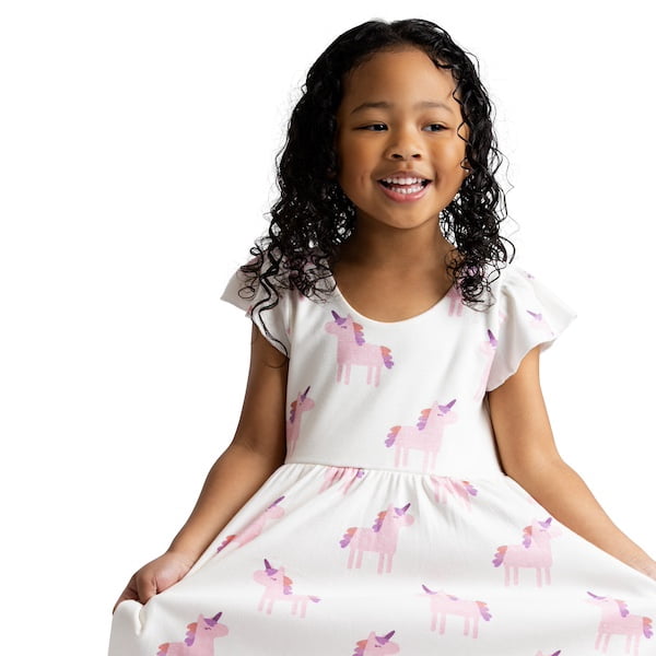 M+A by Monica + Andy Organic Cotton Flutter Sleeve Let's Dance Dress for Babies