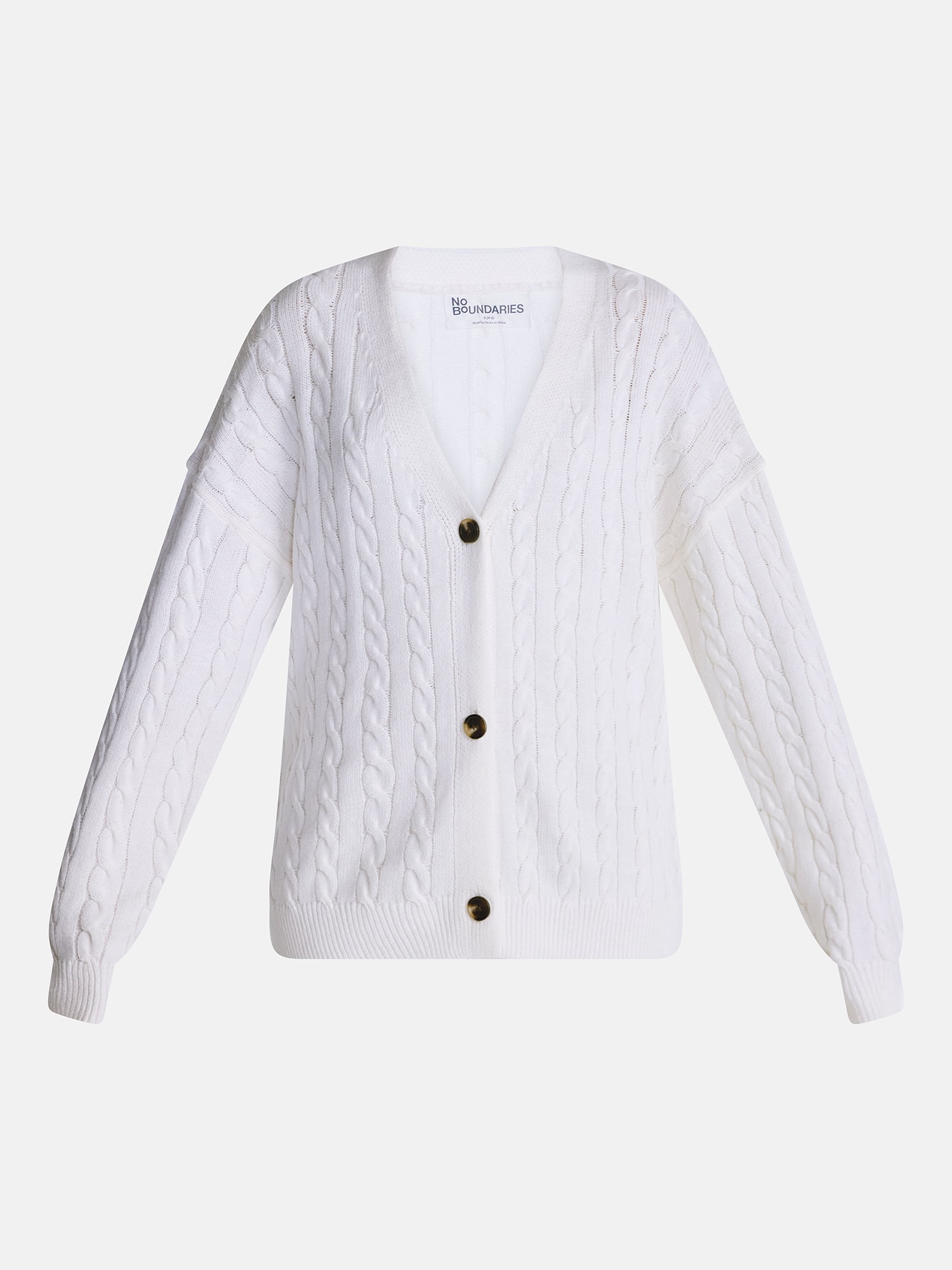 No Boundaries Cable Knit Grandpa Cardigan, Women's and Women's Plus XXS-4X
