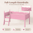 thumbnail image 3 of Miniyam Twin Low Loft Bed with Bookshelf and Guardrails, Wood Kids Bed for Bedroom, Pink, 3 of 7