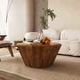 thumbnail image 2 of DECMAY 31.5 "Octagonal Natural  Rubber wood  Coffee Table, Coffee Table, Living Room Bedroom, 2 of 9