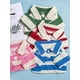 thumbnail image 4 of 1pc Green Polyester Material Striped Polo Shirt With Beaded Collar & Stretchy Cat Patterned T-shirt Dog Clothes For Small Dogs, 4 of 4