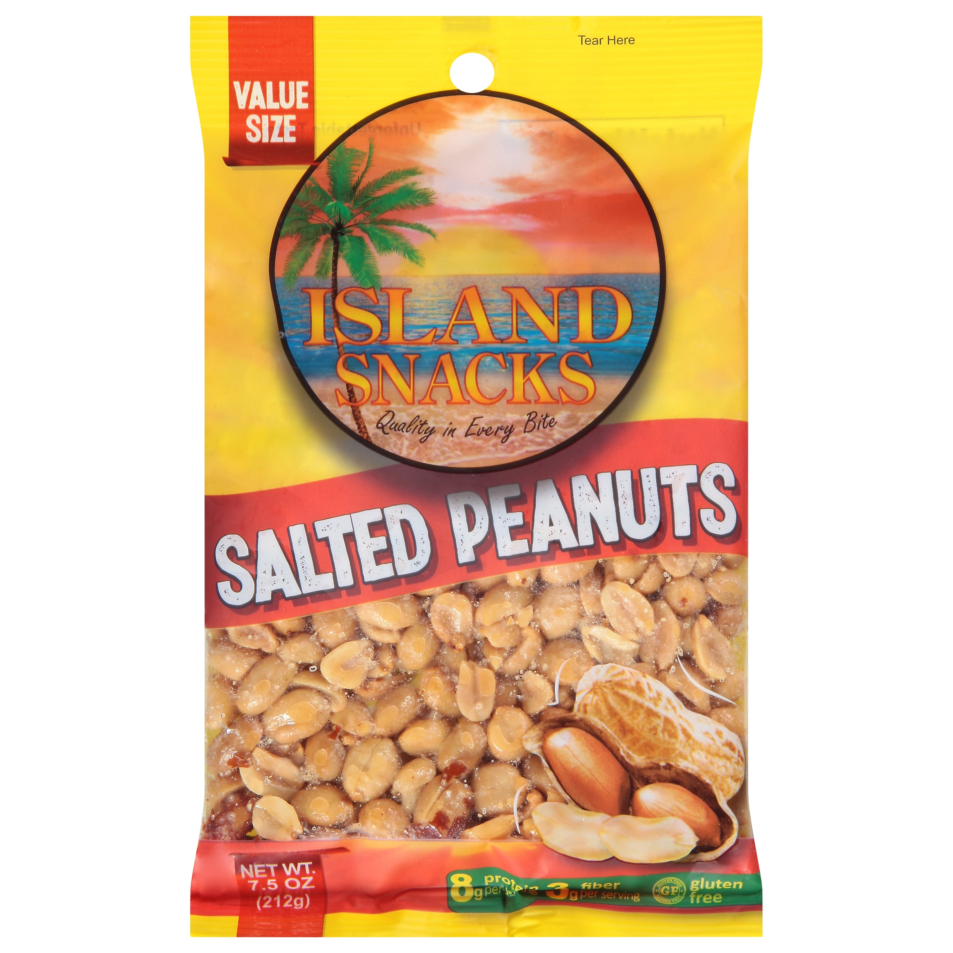 Island Snacks Cholesterol-Free Salted Peanuts, 7.5 Oz.