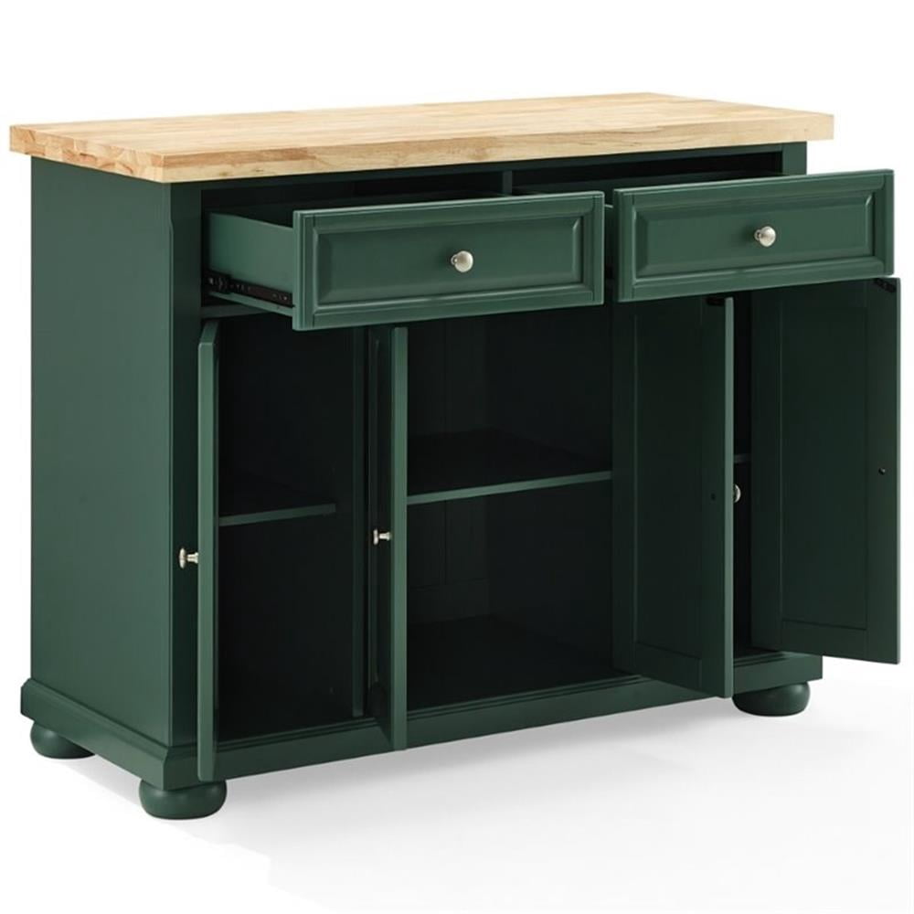 Pemberly Row Transitional Wood Kitchen Island Cart in Emerald Green