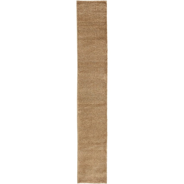 Unique Loom Solo Collection Solide Peluche Enfants Coureur Tapis, 2' 2" x 13', Brun Clair
