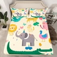 thumbnail image 2 of Homewish Kawaii Elephant Lion Bed Sheets, Cute Zoo Animal King Sheets, Cartoon Crocodile Lover Sheet Set, Super Cozy Room Decor, 4-Piece, 2 of 7