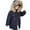 Navy, variant on Mercatoo Girls Winter Coat Insulated Long Quilted Puffer Jacket Teen Windproof Warm Hooded Parka 𝐒now Coats with Fuzzy Trim