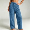 thumbnail image 4 of Kaemgyyd Women's Pajama Pants Elastic Waist Fleece Pj Bottoms Texture Loungewear Trousers Comfy Soft Straight Leg Pants（Blue,One Size）, 4 of 7