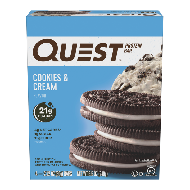 Quest Nutrition Cookies & Cream Protein Bar, High Protein, Low Carb