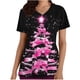thumbnail image 1 of Tops Cortos para las Mujeres Impreso Bolsillo V-Cuello Enfermera Estilo Blusa, Casual Y Cómodo Manga Corta Superior, 1 of 5