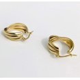 thumbnail image 3 of Pendientes de aro anchos y gruesos de acero inoxidable de tres aros planos de oro amarillo de 14 quilates para mujeres y niñas, orejas sensibles, delicadas, hipoalergénicas, 3 of 5