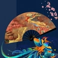 thumbnail image 3 of Chinese Folding Fan Summer OutdoorDomineering Hand Decor Bamboo Wood T7N7, 3 of 9