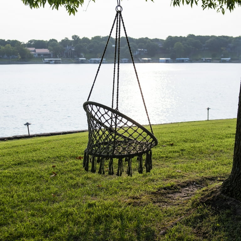 Equip Macrame Outdoor Hammock Chair, Cotton Blend Olive Equip Macrame Outdoor Hammock Chair, Cotton Blend Olive