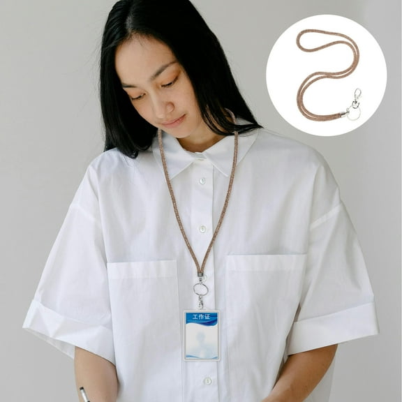 FOMIYES  Rhinestone Lanyard Teacher Blue with Id Holder Sparkly Miss