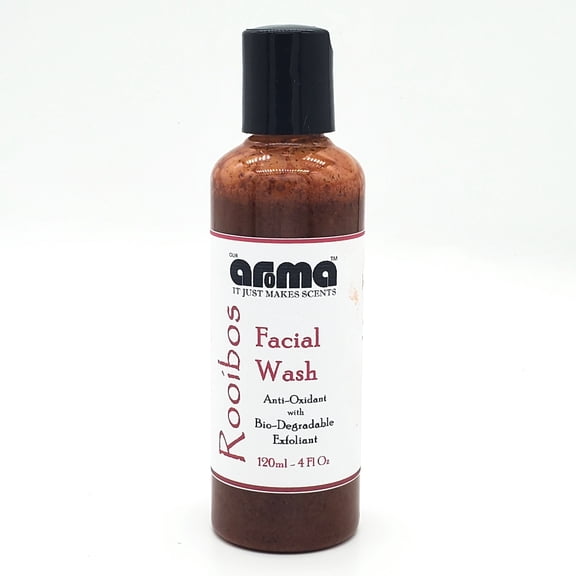 Our Aroma Rooibos Antioxidant Face Wash | 4 fl Oz | Organic Bio-Degradable Exfoliating Facial Cleanser | Ideal for Sensitive, Dry Skin | Non-Irritating | Won't Clog Pores |