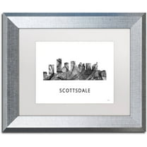 Trademark Fine Art 'Scottsdale Arizona Skyline WB-BW' Canvas Art by Marlene Watson, White Matte, Silver Frame