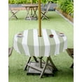 thumbnail image 4 of Lsrtoss Outdoor Tablecloth with Umbrella Hole & Zipper, Sage Green Striped Round Tablecloth 60 Inch, Modern Farmhouse Sage Green White Stripes Patio Table Cover Waterproof Table Cloth for Picnic, 4 of 7