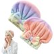 thumbnail image 1 of wonima11 2026 New Super Absorbent Hair Towel Wrap for Women Quick-Drying Soft Bow Tie Towel for Long & Short Hair (2, Blue+Pink-A), 1 of 1