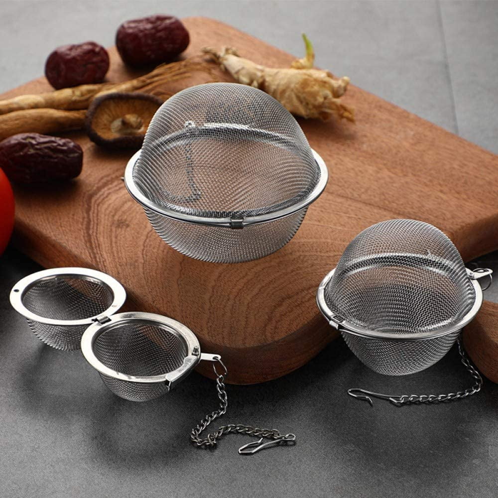Boule à Thé Infuseur 4 Pièces Acier Inoxydable 304 - Filtres à Thé En Vrac Avec Chaîne Et Soucoupe