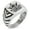 Silver, variant on Stainless Steel Corsair Pirate Skull Emblem Chevron Pattern Biker Style Polished Ring