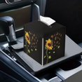 thumbnail image 7 of FUIALDOLG Tissue Box Holder Waterproof - Square PU Leather Tissues Cube Box Cover -Sunflower Butterfly Decorative Car Facial Tissue Holder on Table and Barthroom, 5.1"X5.1"X5.5", 7 of 7
