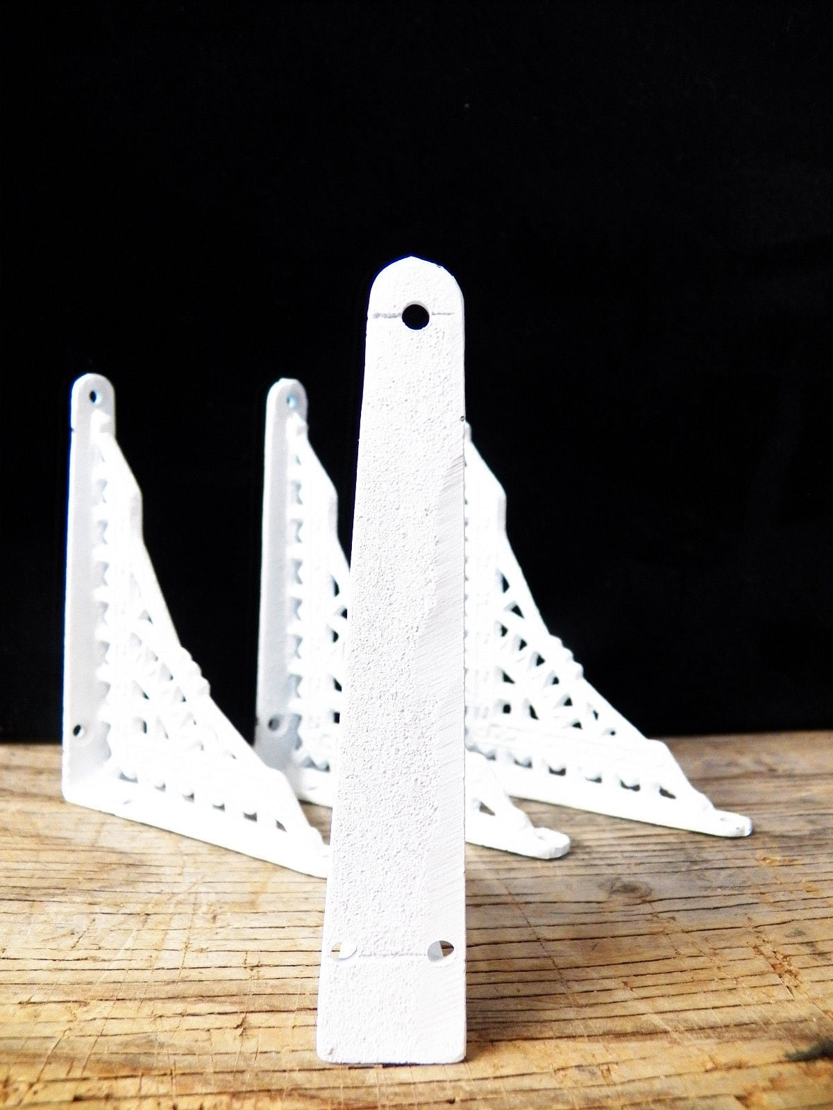 Set of 4 Cast Iron Eastlake Vintage Style White 4" x 5" Shelf Shelving Brackets