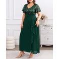 thumbnail image 2 of Vestido Pinup Fashion verde con lentejuelas y gasa, cuello en V, talla grande, 2 of 8