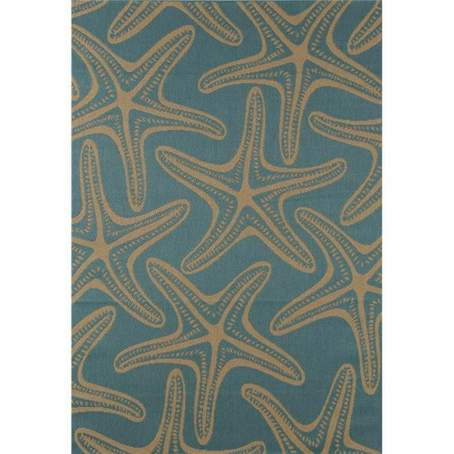 29403 Tapis d'Art 3 x 4 Pi. Collection Plymouth Étoile de Mer Tissé à Plat Intérieur & Extérieur, Bleu