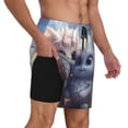 thumbnail image 2 of Yiaed Cute Animal Couple Print Mens Swim Trunks Bathing Suit Compression Liner Beach Swim Shorts Swimwear Quick Dry Zipper Pocket No-Chafing Board Short-3X-Large, 2 of 6